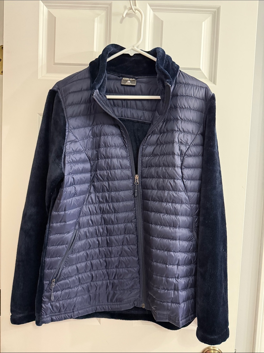 32 Degrees Navy Quilted Front Hybrid Puffer Jacket